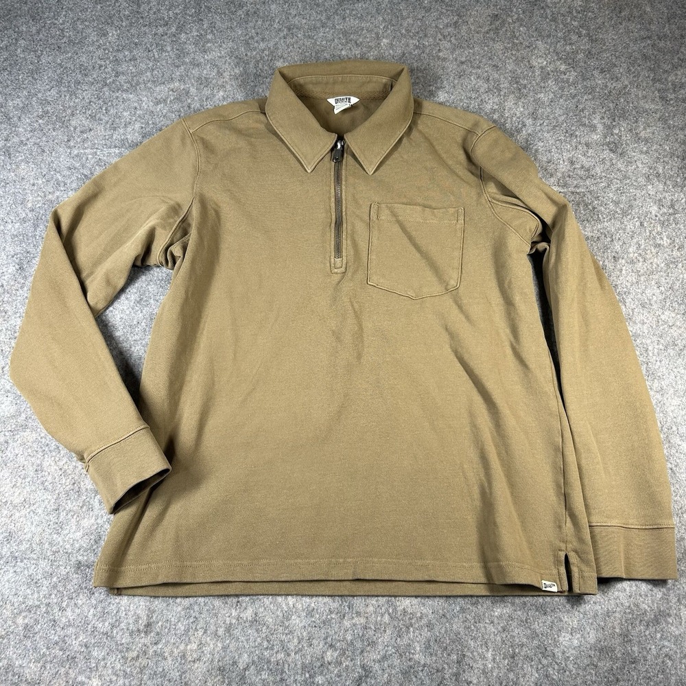 Duluth Trading Pullover Mens Large Rugby Knit Half Zip Brown  Standard Fit